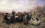 Jennie A. Brownscombe The First Thanksgiving at Plymouth painting